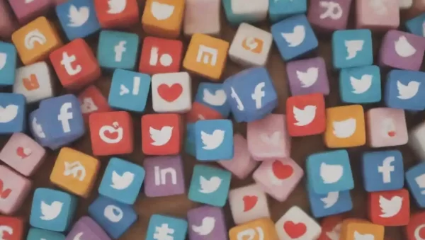 Collage of social media icons and marketing graphs illustrating engagement.