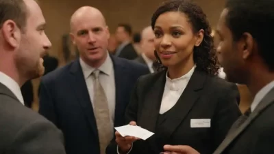 Un grupo diverso de profesionales que participan en la conversación en un evento de networking