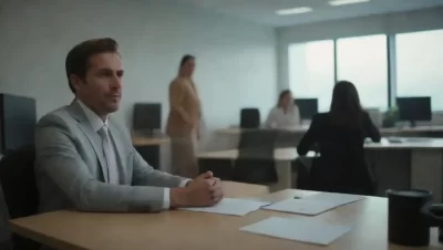 Nueva empleada interactuando con colegas en una oficina moderna.