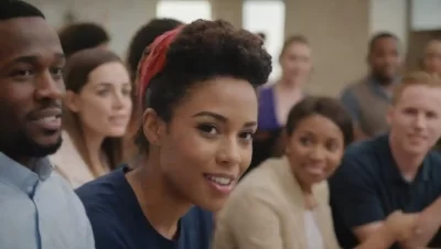 Visual de un grupo diverso de empleados colaborando