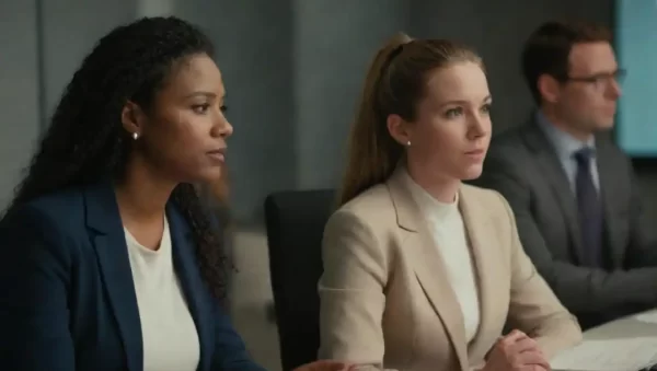 Diversos profesionales que participan en evaluaciones y debates en un entorno moderno de oficinas.